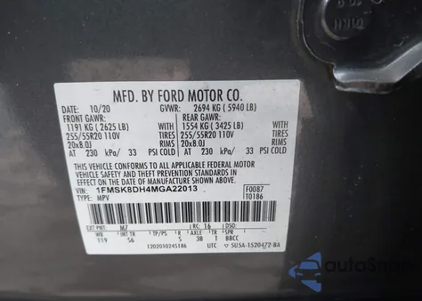 2021 Ford Explorer Xlt из США, поврежденный, VIN 1FMSK8DH4MGA22013